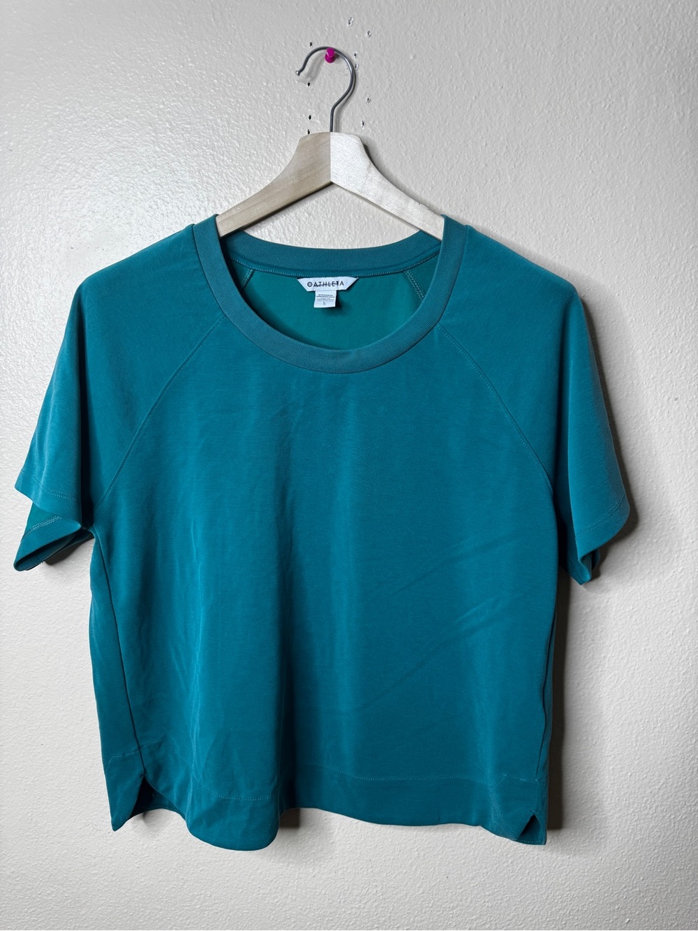 Athleta Womens Size L Teal Modal Blend Raglan Short Sleeve T-Shirt